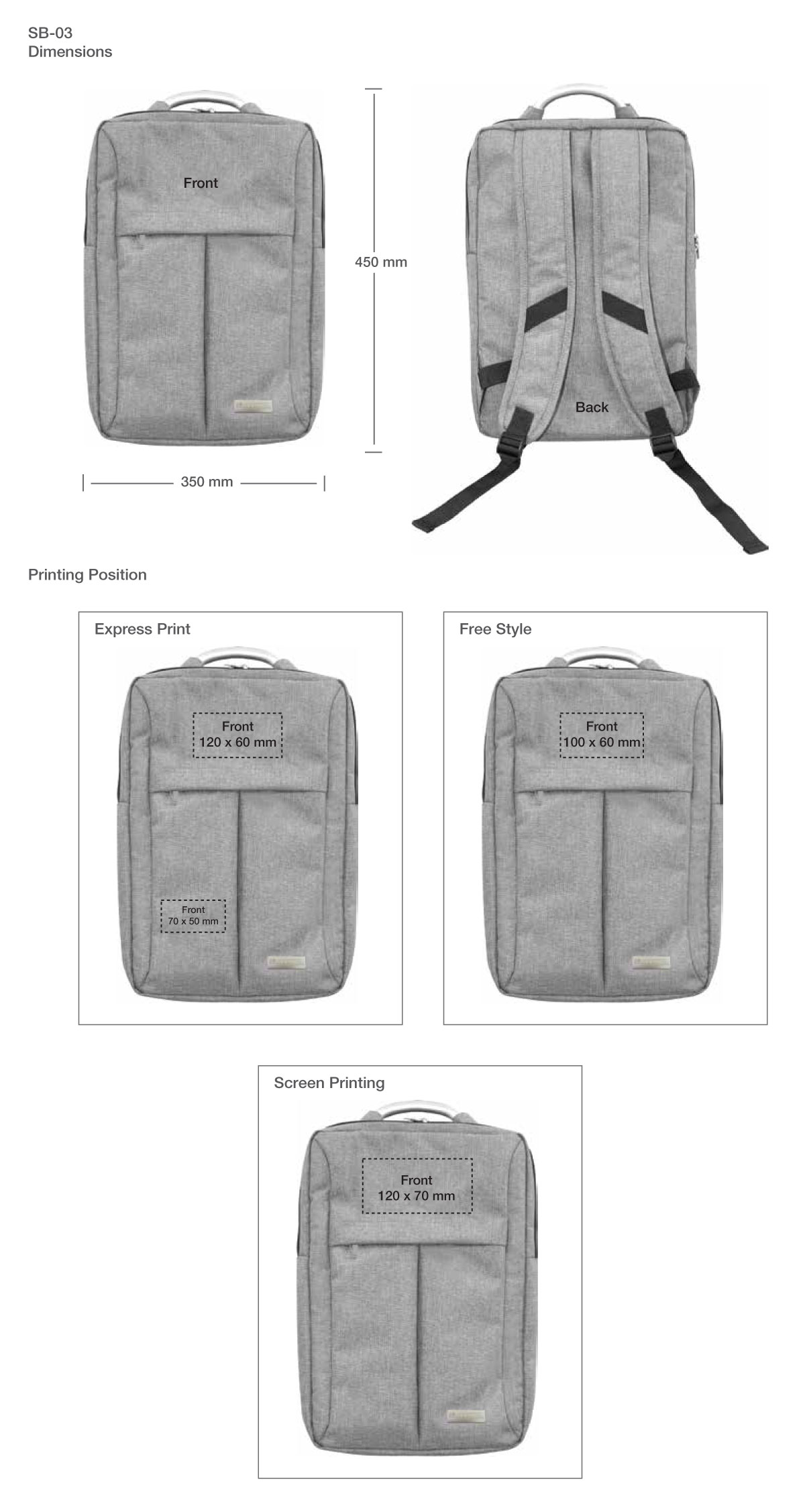 Backpack Printing Details